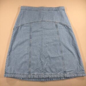 Old Navy Drapey Denim High Rise Midi Skirt Light Wash Blue Cotton Womens 14
